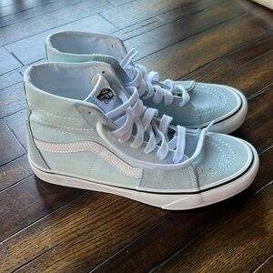 Vans Sk8 canvas and suede high tops light blue Women’s 9.5